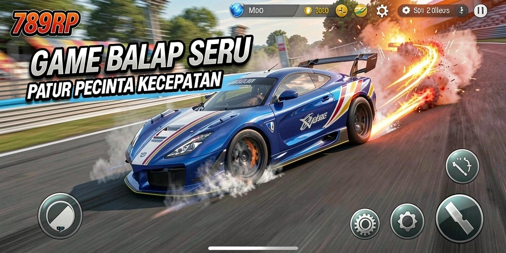 Screenshot utama 789RP menampilkan aksi balapan yang menegangkan.