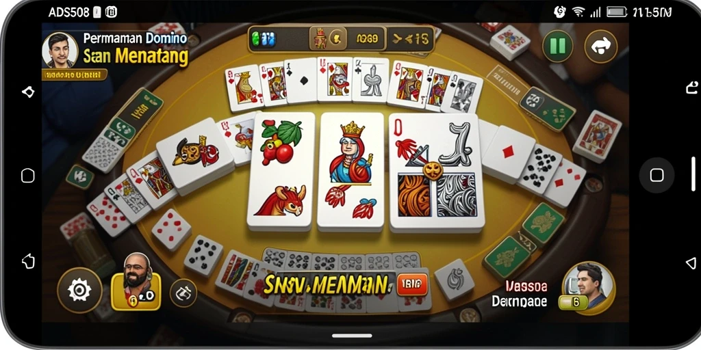 Screenshot utama ADS508 menunjukkan gameplay seru permainan Domino.