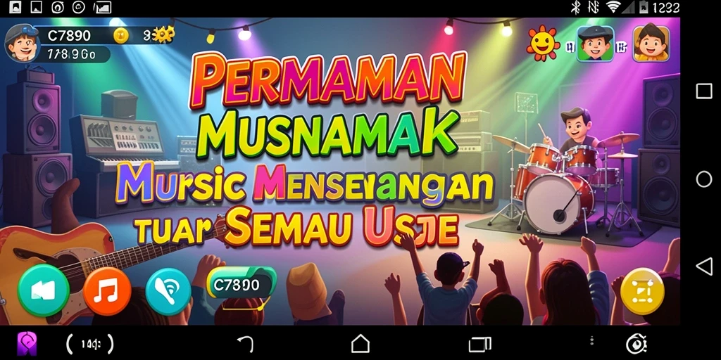Tampilan gameplay C7890 yang menarik dengan berbagai pilihan lagu.