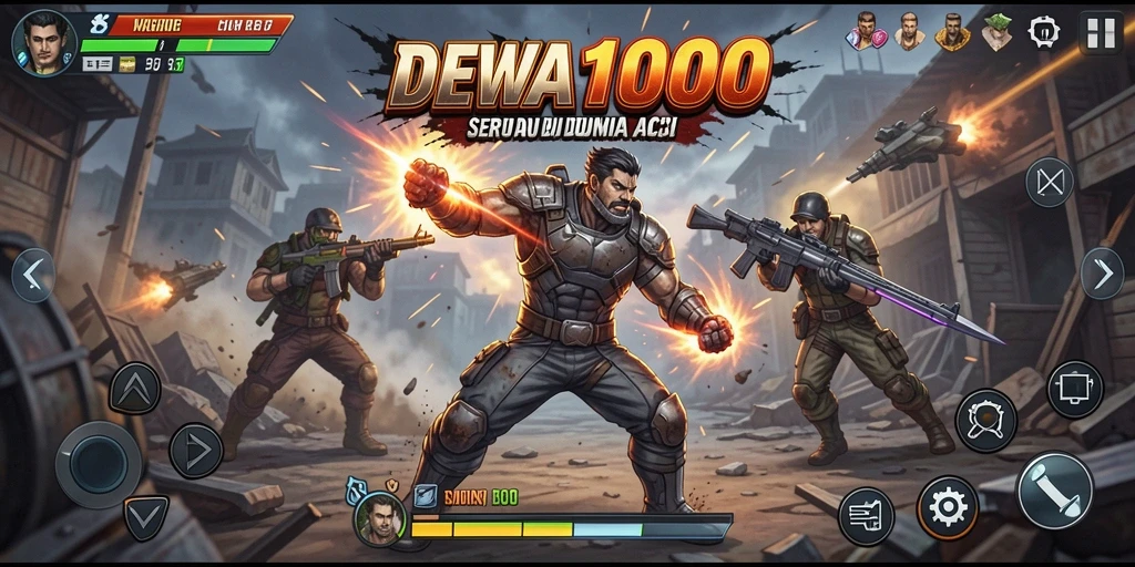 Tampilan aksi seru dalam gameplay DEWA1000.