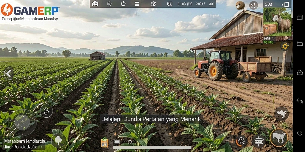Tangkapan layar GAMERP menunjukkan momen seru bertani dengan grafik yang menarik.