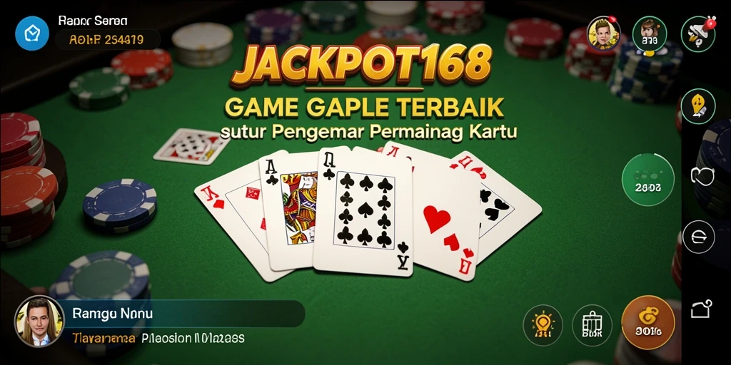 Tampilan utama JACKPOT168 menampilkan permainan Gaple yang seru.