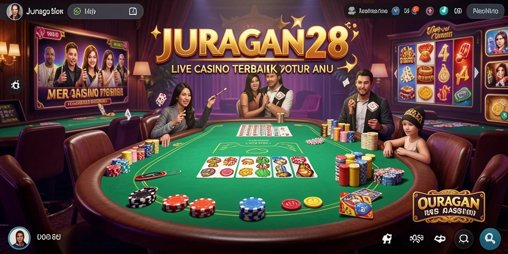 Tampilan screenshot JURAGAN28 menampilkan dealer langsung dalam permainan Live Casino.