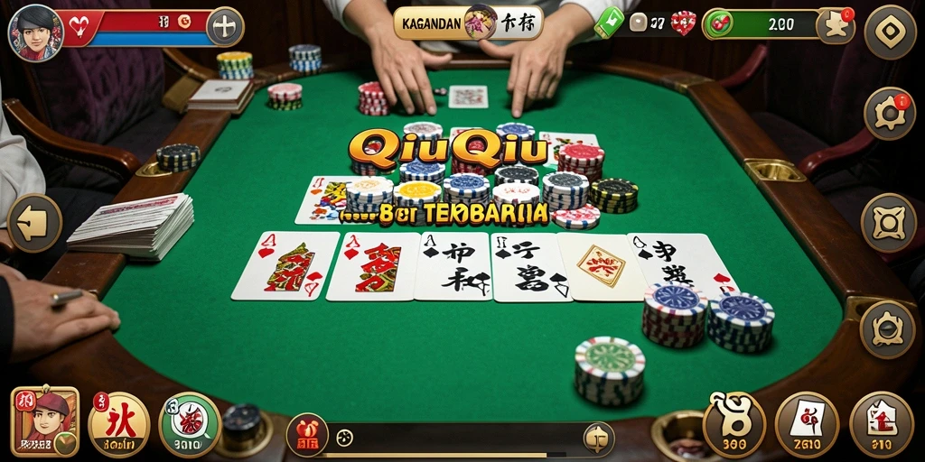 Screenshot utama KAGANDAN menampilkan aksi seru permainan QiuQiu.