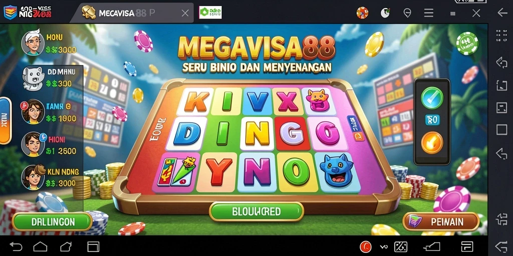 Tampilan gameplay Bingo yang penuh warna dan interaktif.