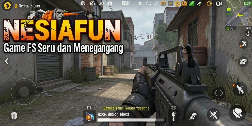 Screenshot gameplay NESIAFUN menampilkan aksi seru dalam pertempuran FPS.