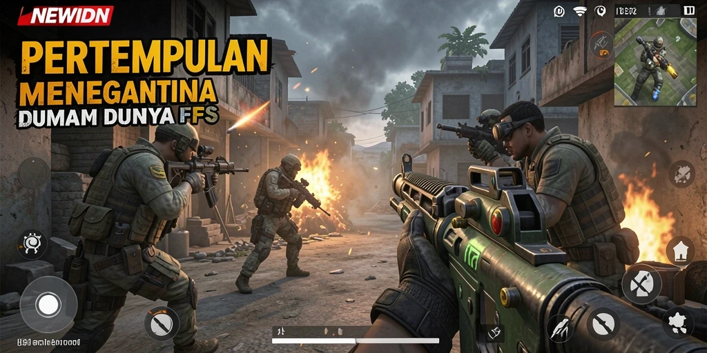 Tampilan gameplay mendebarkan dari NEWIDN dengan aksi FPS intens.