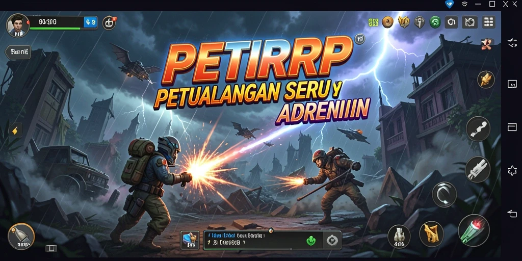 Screenshot utama menunjukkan pemain menjelajahi dunia penuh misteri di PETIRRP.