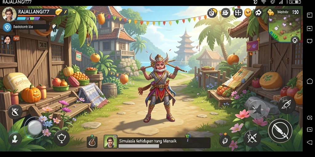 Tangkapan layar gameplay menunjukkan interaksi karakter dalam <strong>RAJALANGIT77</strong>.