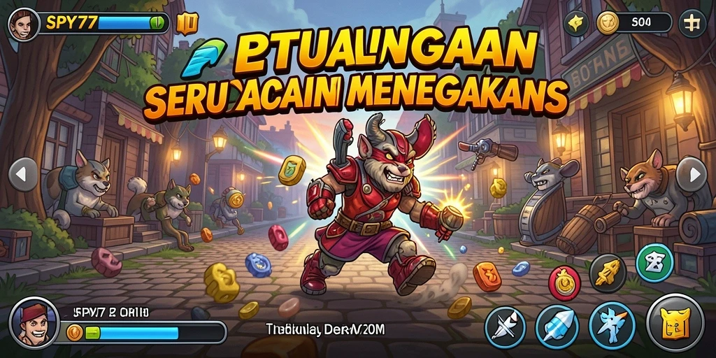 Tangkapan layar SPY77 menampilkan aksi seru dalam gameplay arcade.