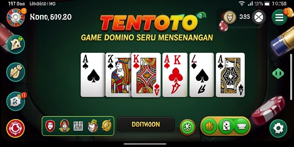 Tampilan gameplay seru TENTOTO dalam permainan Domino.
